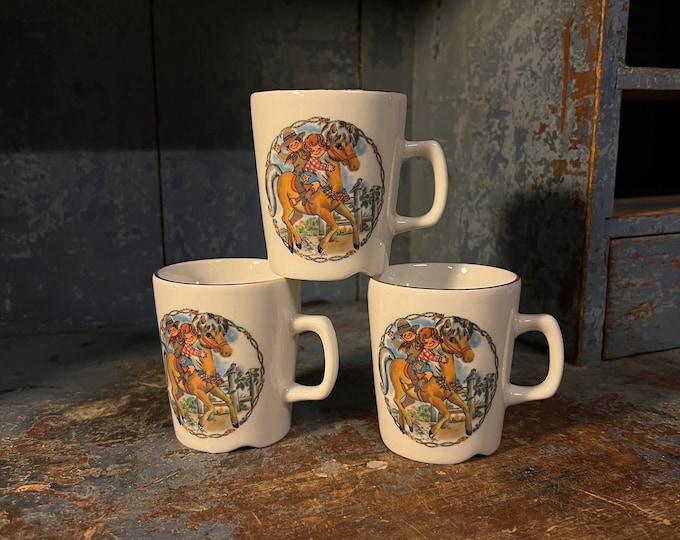 1982 Vintage Porsgrund Norwegian design coffee/ tea/ breakfast mug with kids motif, collectible