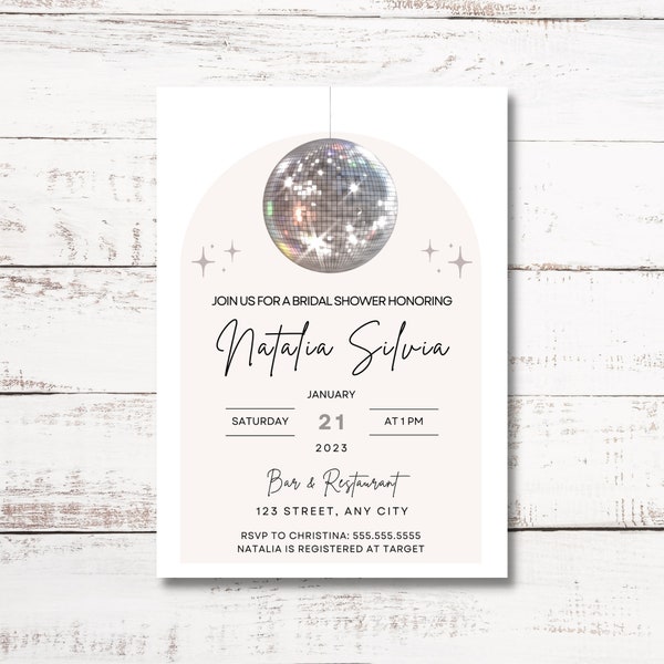 Last Disco Bridal Shower Bachelorette Editable Digital Invitation 5x7 Instant Download