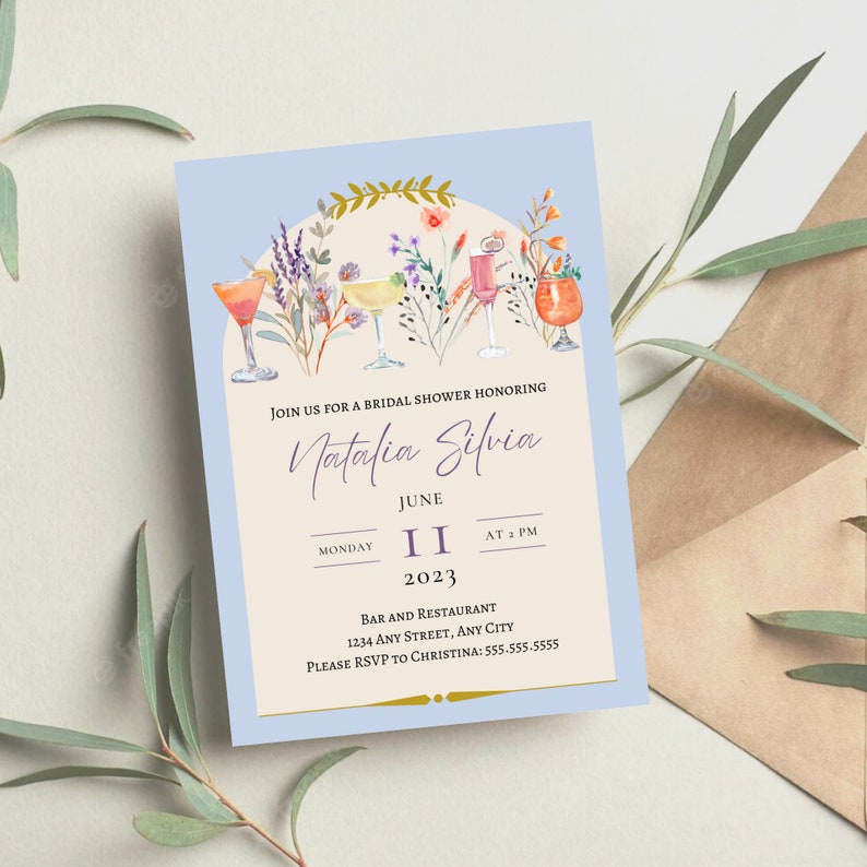 Petals and Prosecco Bridal Shower Invitation 5X7 Digital Download Editable Etsy