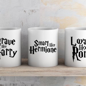 Matching Family HP Mugs, Customized HP Mugs, Brave Like Harry Gift, Smart Like Hermoine Gift, HP Easter Baskets, Hp Stocking Stuffers Mugs
