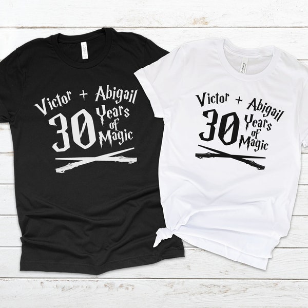 Years of Magic Customized Anniversary Shirts, Personalized Couples Tees, Magical Universal Vacation Couple Tshirts, Honeymoon Matching Tees