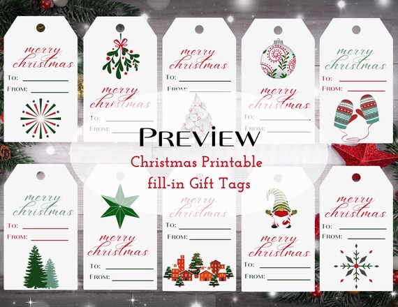 Classic Christmas Gift Tags Printable Digital Download - Etsy