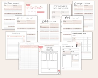 Law School Course Bundle | Law School Case Briefs |  Law School Semester Schedule | Legal Internship Assignment Organizer | PDF Printable