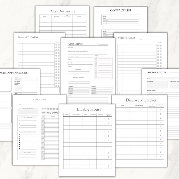 Comprehensive Case Organizer Bundle (Organization Paperwork for Attorneys and Paralegals)