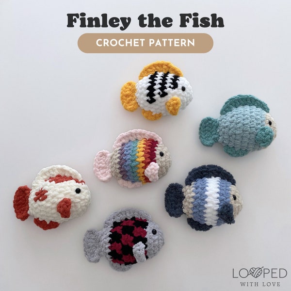 Finley the Fish — CROCHET PATTERN ONLY, crochet fish pattern, amigurumi fish pattern, no sew crochet pattern