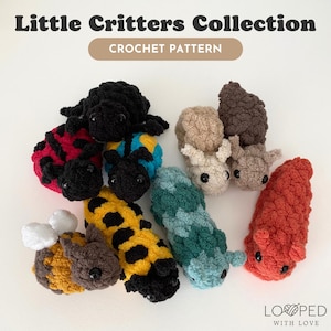 Little Critters Collection — CROCHET PATTERN ONLY, crochet bug pattern, amigurumi bug pattern, low sew crochet pattern
