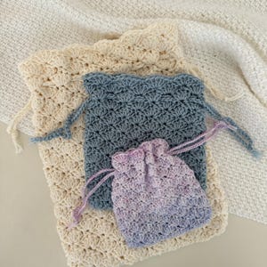 crochet drawstring bag, crochet bag