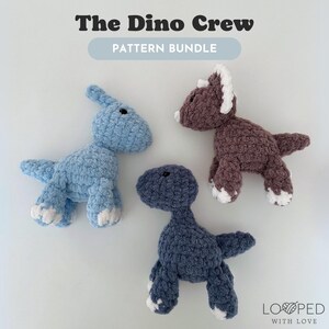 Pattern Bundle | Yarn Before Time Pattern Collection — CROCHET PATTERN ONLY, crochet pattern, low sew crochet pattern, crochet dino pattern