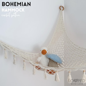 Amaca all'uncinetto Boho — SOLO SCHEMA ALL'UNCINETTO, schema amaca all'uncinetto, amaca giocattolo all'uncinetto, amaca giocattolo boho, contenitore per giocattoli, arredamento per la stanza