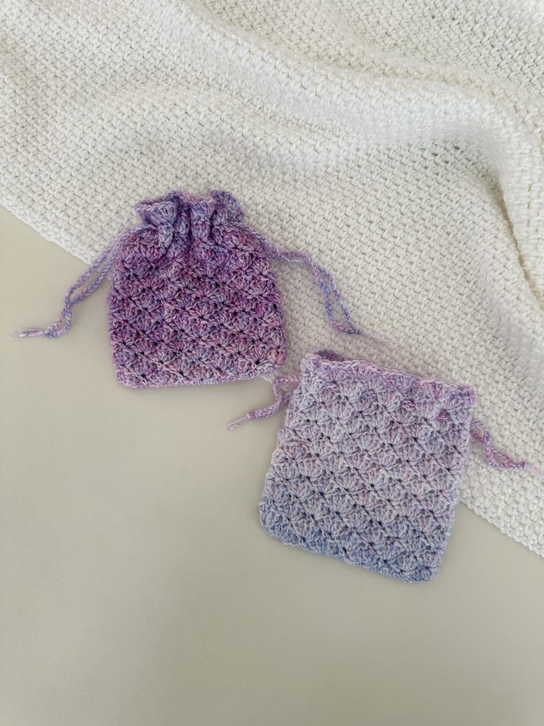 crochet drawstring bag, crochet bag