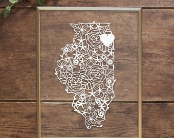 Chicago Illinois Silhouette Papercut Art