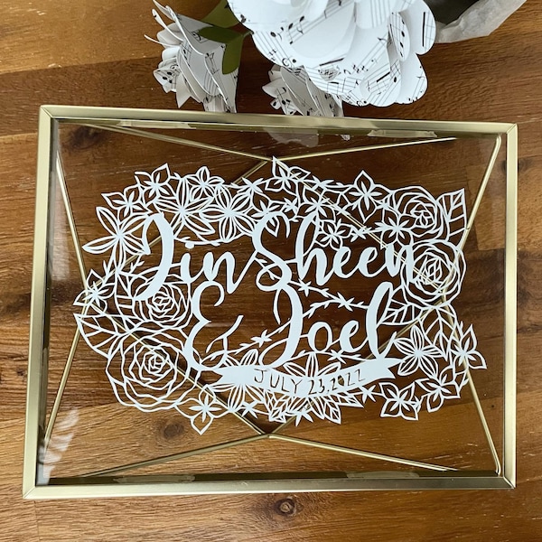 Personalized Wedding Couple Names and Date Papercut