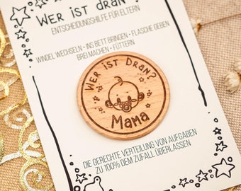 Decision coin for parents, gift birth, expectant parents, expectant mom dad, personalizable, funny little something
