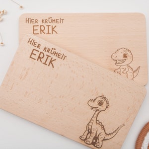 Personalized breakfast board for boys, children with dinosaurs as a gift for birth or for expectant parents image 7