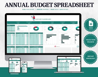 Jahreshaushaltstabelle Google Sheets Jahreshaushaltsplaner Monatsplanvorlage Expense Tracker Finanzplaner Finanzplaner