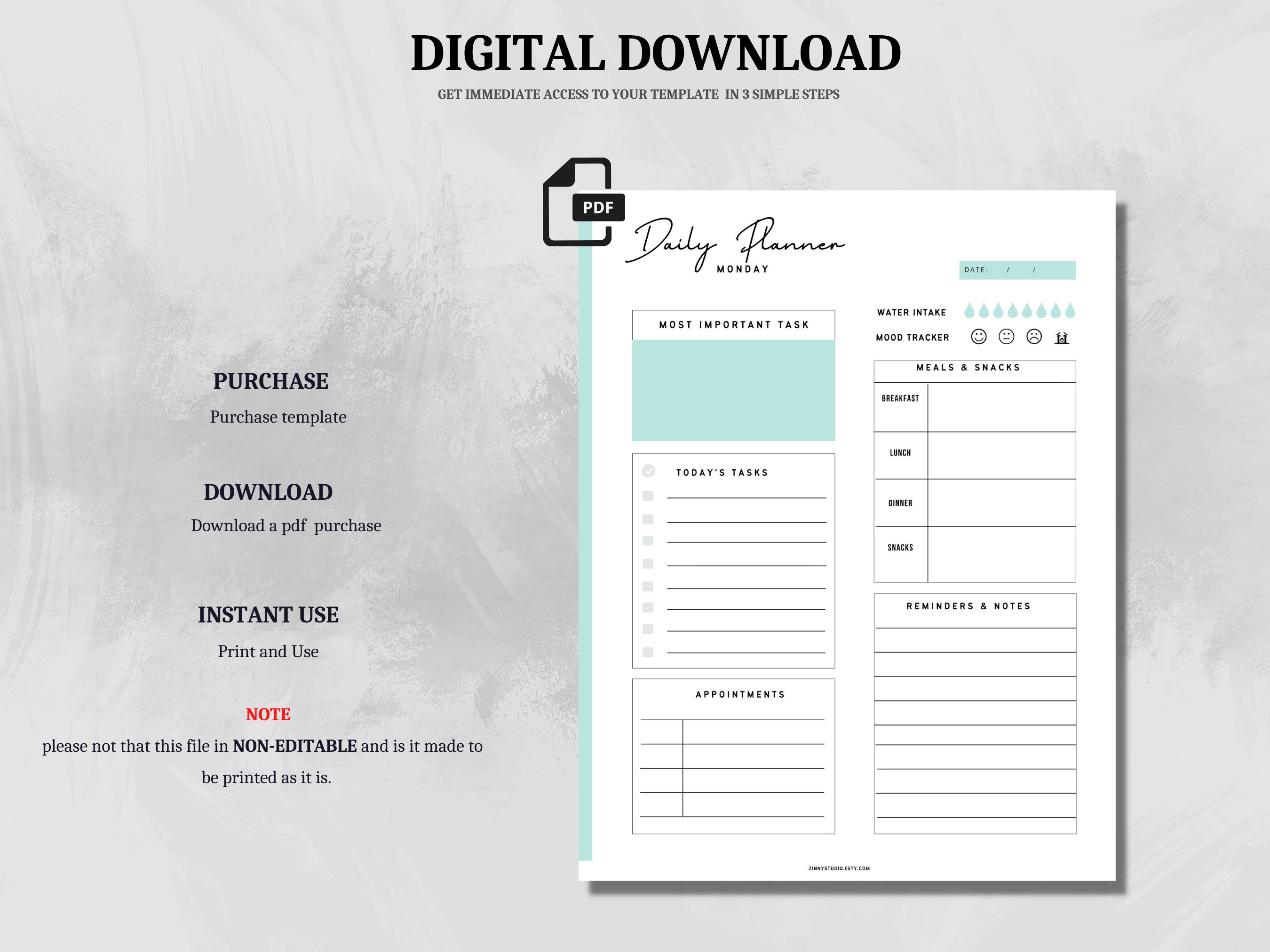 Printable Daily Planner Personal Daily Planner Work From - Etsy