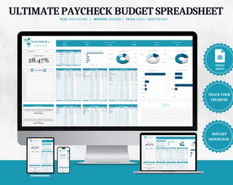 Google Sheets Budget Spreadsheet Paycheck Budget Tracker Biweekly Budget Planner Expense Tracker Finance Planner Weekly Budget Template