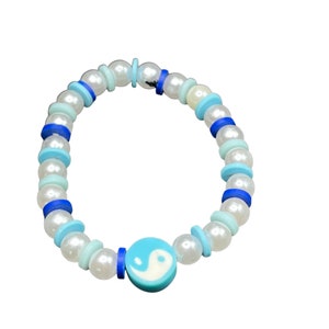 Blue and Pearl Yin Yang Armband