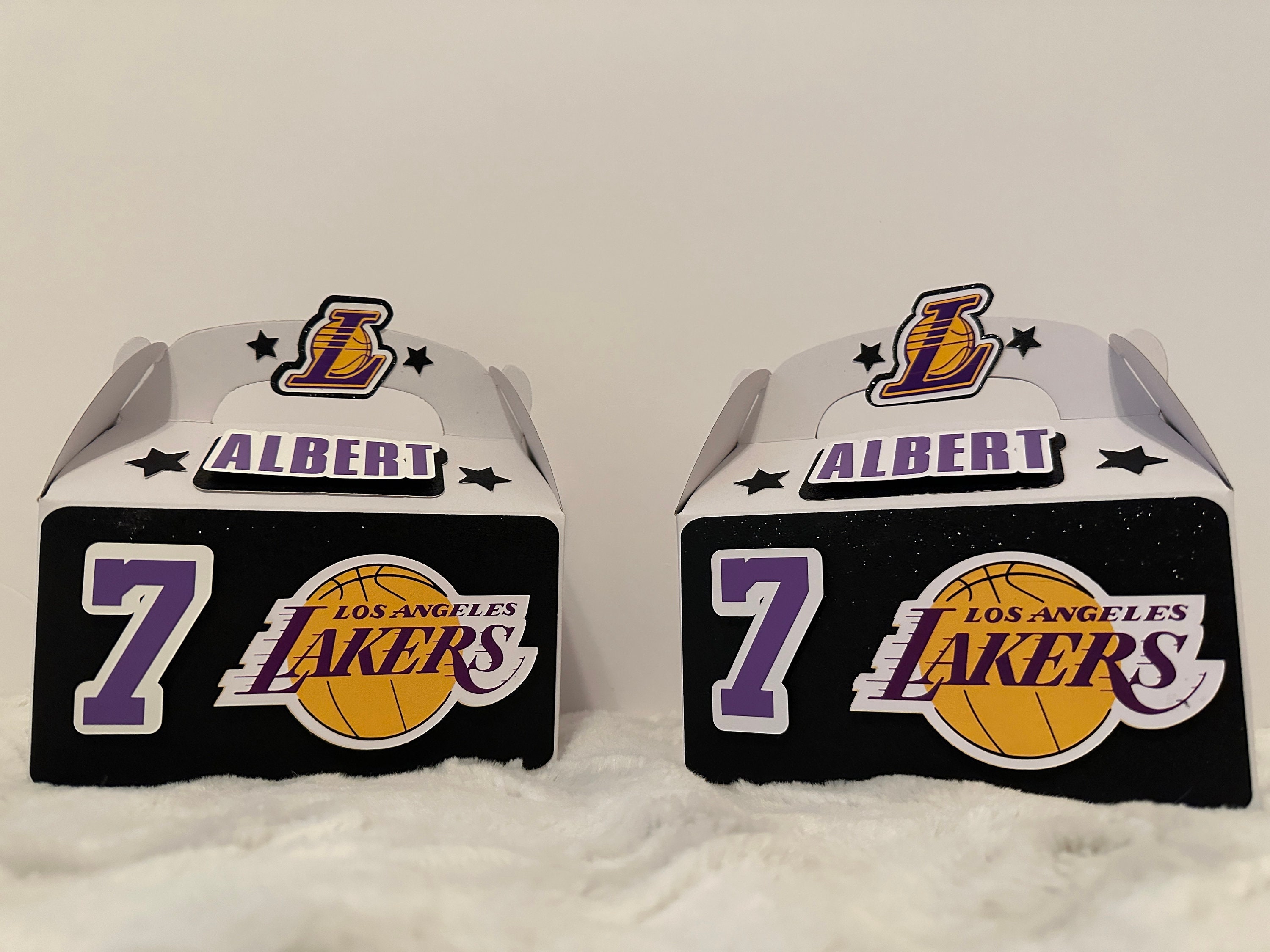 Lakers Birthday Party Decorations, Include Basketball Party Backdrop 5 x 3 ft and Tablecloth, Dessert Plates, Napkins, Tableware and for