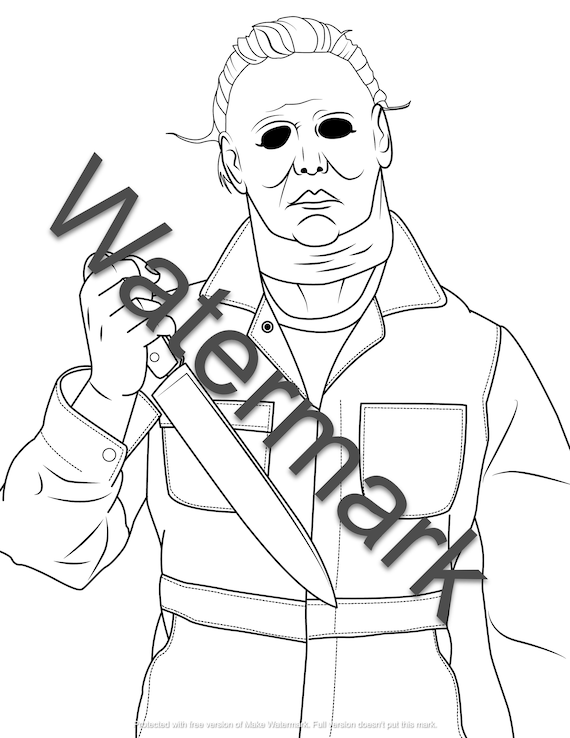 Michael Myers Halloween Kids Coloring Page Digital to Print Etsy