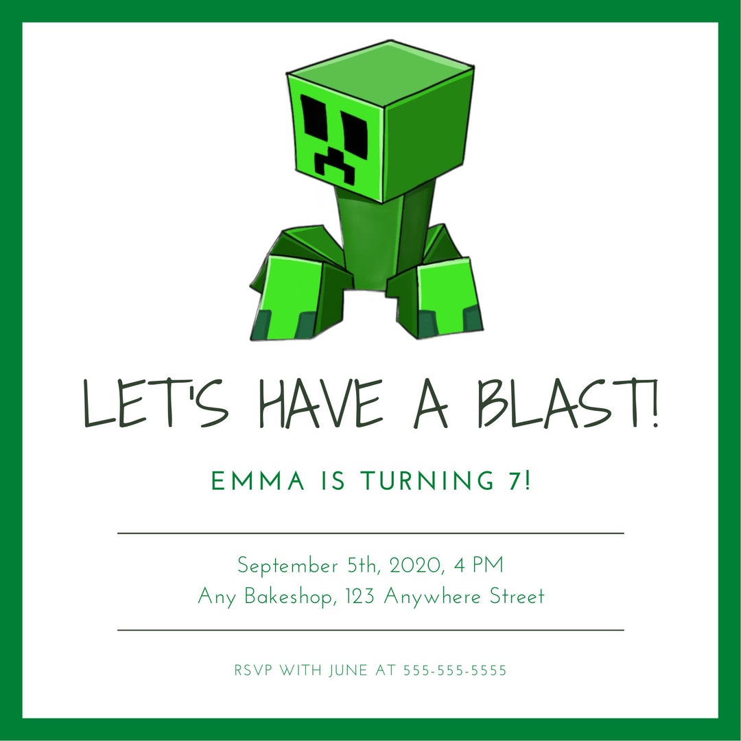 customizable-minecraft-digital-birthday-invitation-etsy for Free Printable Minecraft Birthday Invitations Customizable Minecraft Digital Birthday Invitation - Etsy for Free Printable Minecraft Birthday Invitations