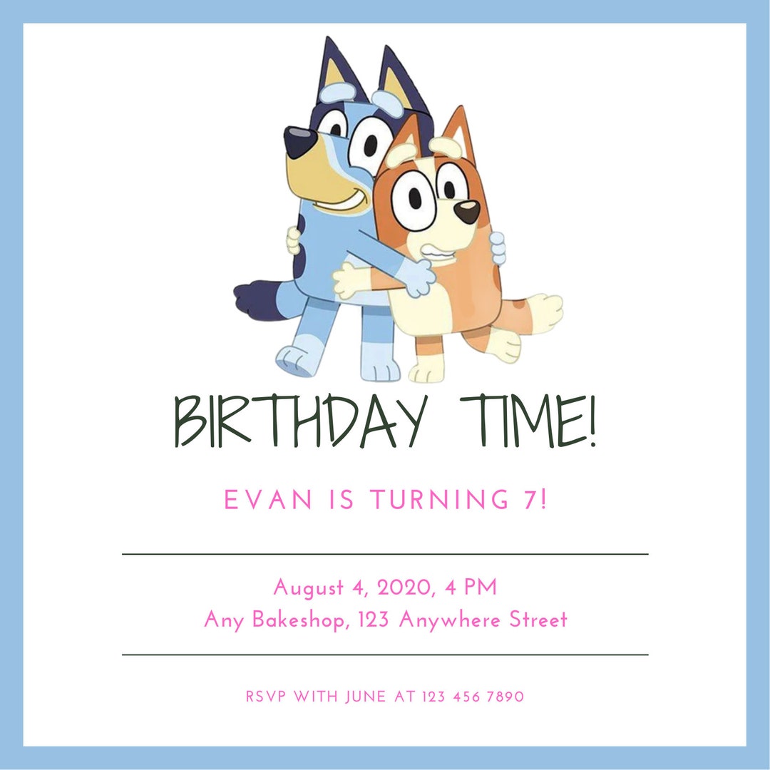 Bluey Birthday Invitation Digital Print Etsy Bluey Birthday Invitation Digital Print Etsy