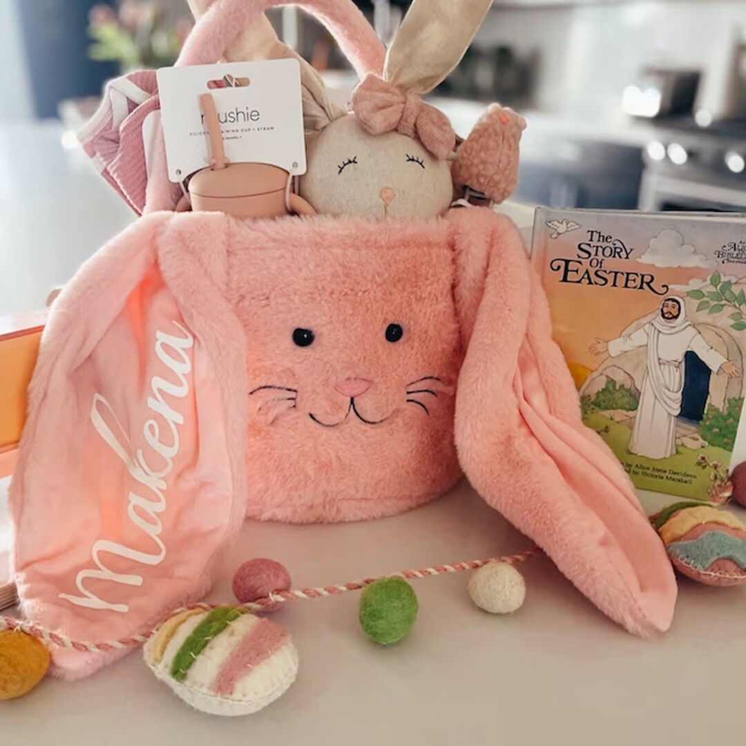 Personalized Easter Bunny Basket Boy Girl Baby Boy Easter Basket Baby Girl Easter Basket Kid