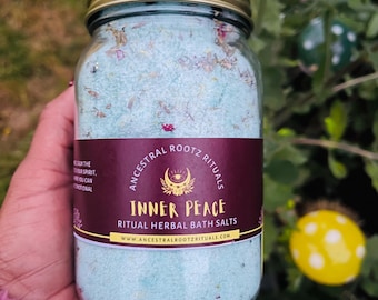 Inner Peace Ritual Bath Salts | Spiritual Bath Soak for Calm & Healing | Meditation Bath | Spiritual Self Care | Herbal Ritual Bath 16OZ