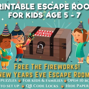 New Years Escape Room Game for kids,New Year's Escape Room,Escape Room Kit,New Year's Activities,NYE Games,NYE Puzzles,Free The Fireworks