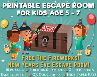 New Years Escape Room Game for kids,New Year's Escape Room,Escape Room Kit,New Year's Activities,NYE Games,NYE Puzzles,Free The Fireworks