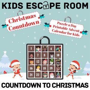 Escape Room Druckbarer Countdown Adventskalender für Kinder & Familien, druckbarer Adventskalender, Weihnachtsadventskalender, Puzzle