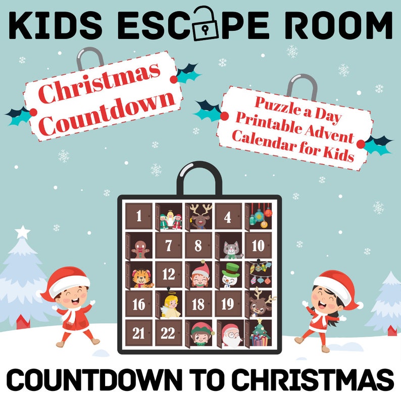 Escape Room Printable Christmas Countdown Advent Calendar for Kids ...