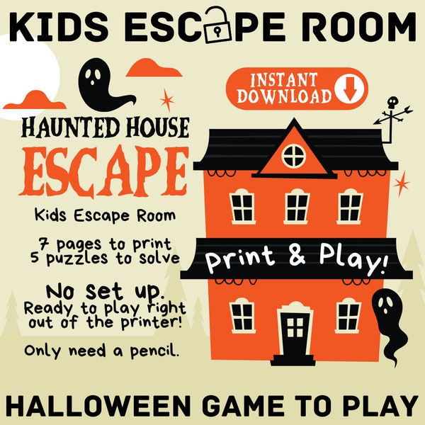Halloween Escape Room for Kids, no set up, Printable Escape Room for Kids, Halloween Escape Room Game, Classroom Activity, Kids Escape Room