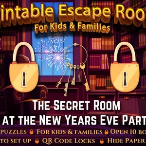 New Year's Eve Escape Room for Kids and Families, The Secret Room at the New Year's Eve Party, Printable Escape Room