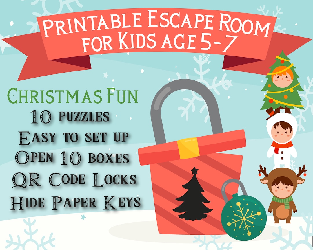 Christmas Kids Escape Room,kids Age 5-7,printable Escape Room Christmas Escape Room,christmas Games,xmas Printable,christmas Party Games - Etsy for Free Christmas Escape Room Printable
