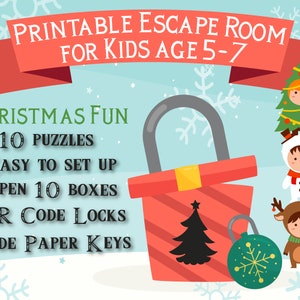 Christmas Kids Escape Room,Kids age 5-7,Printable Escape Room Christmas Escape Room,Christmas games,Xmas Printable,Christmas Party games