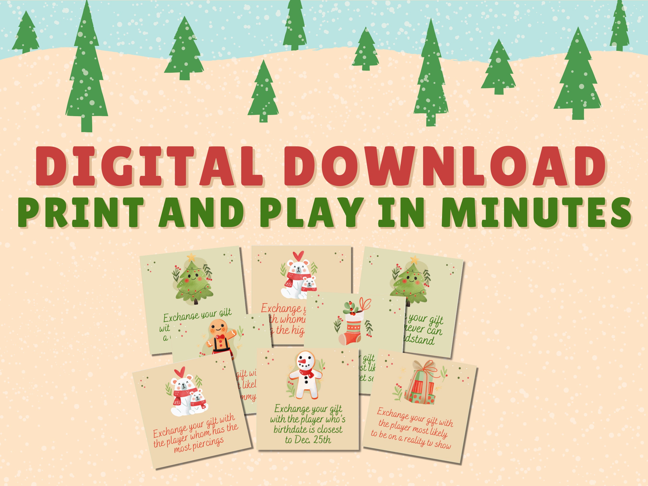 Christmas Gift Exchange Gameprintable Christmas Gamewhite Elephant Gift