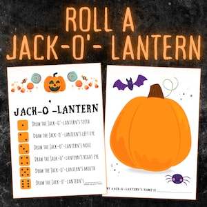 Halloween Roll a Jack-o-Lantern Dice Game for kids and classrooms, Halloween Dice Game, Halloween Activity, Halloween Party, Classroom Games