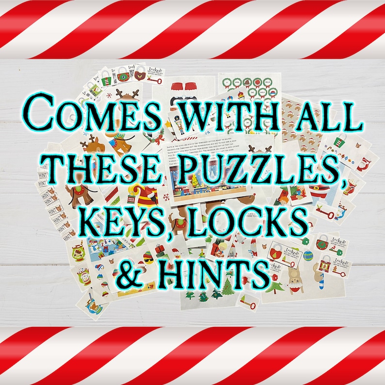 All the puzzles, hints, paper keys and paper locks are shown here in a pile.