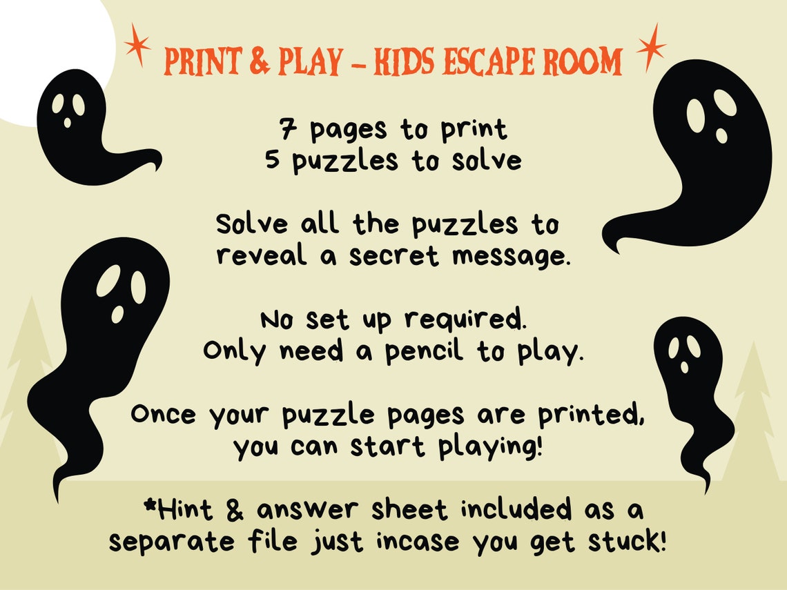 Halloween Escape Room for Kids No Set Up Printable Escape Etsy