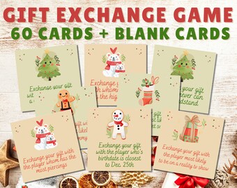 Christmas Gift Exchange Game|Printable Christmas Game|White Elephant Gift Exchange Cards|Christmas Family Game|Christmas Party Game|Yankee