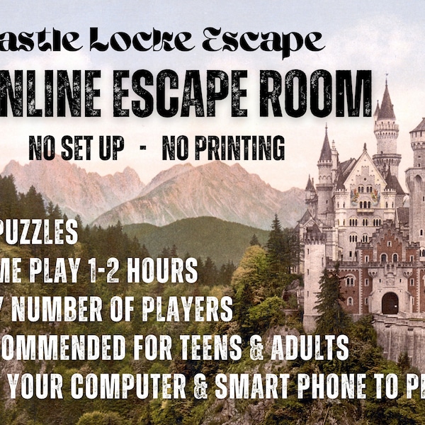 Online Escape Room for Teens and Adults, Castle Locke Escape, Escape Room Game, Online Party Games, Team Building, Play Online Escape Puzzle