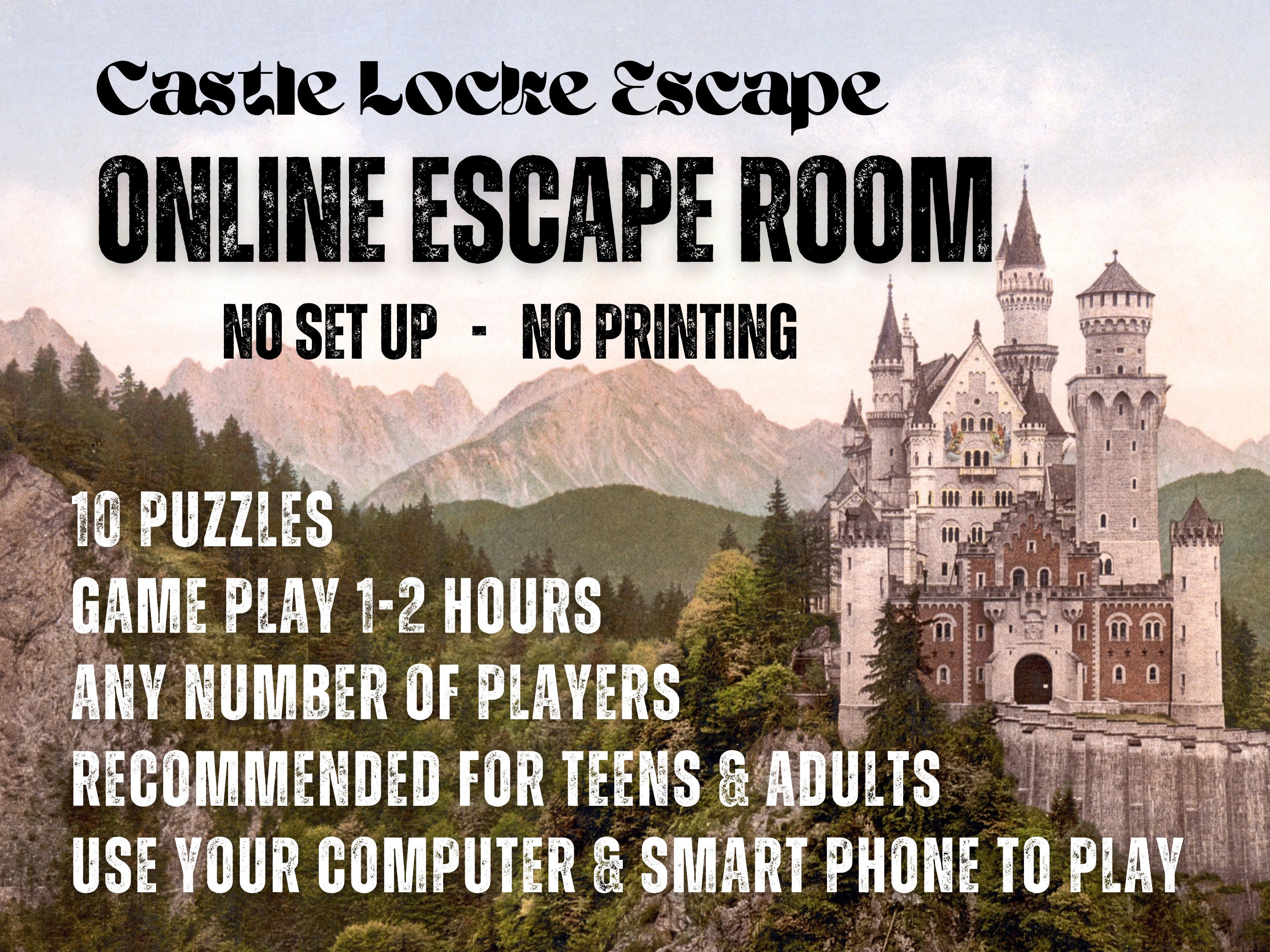 Online Escape Room for Teens and Adults, Castle Locke Escape, Escape
