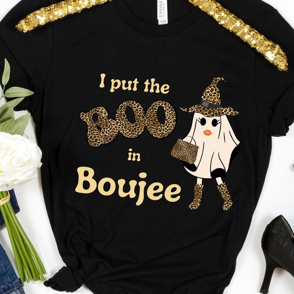 Ghost Witch Halloween Shirt, Bougie, Halloween Mom Sweatshirt, Boo Boujee, Cute Leopard Print Halloween, Boujee Girl Ghost, Bougies