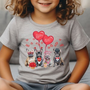 Kids Valentine's Day Shirt, French Bulldog Design