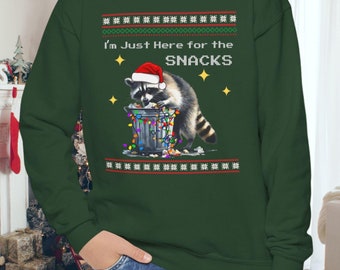 Kids Raccoon Christmas Sweatshirt: Funny Snack Lovers Ugly Sweater