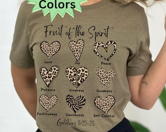 Leopard Heart Fruit of the Spirit Shirt: Christian Bible Verse Tee