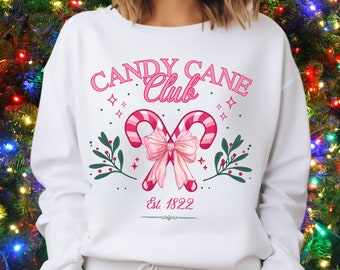 Candy Cane Club Christmas Sweatshirt, Holiday Graphic Sweater