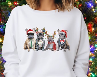 French Bulldog Christmas Sweatshirt, Frenchie Dog Lover Gift