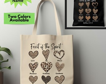 Leopard Heart Christian Tote Bag: Fruit of the Spirit Gift    TB006